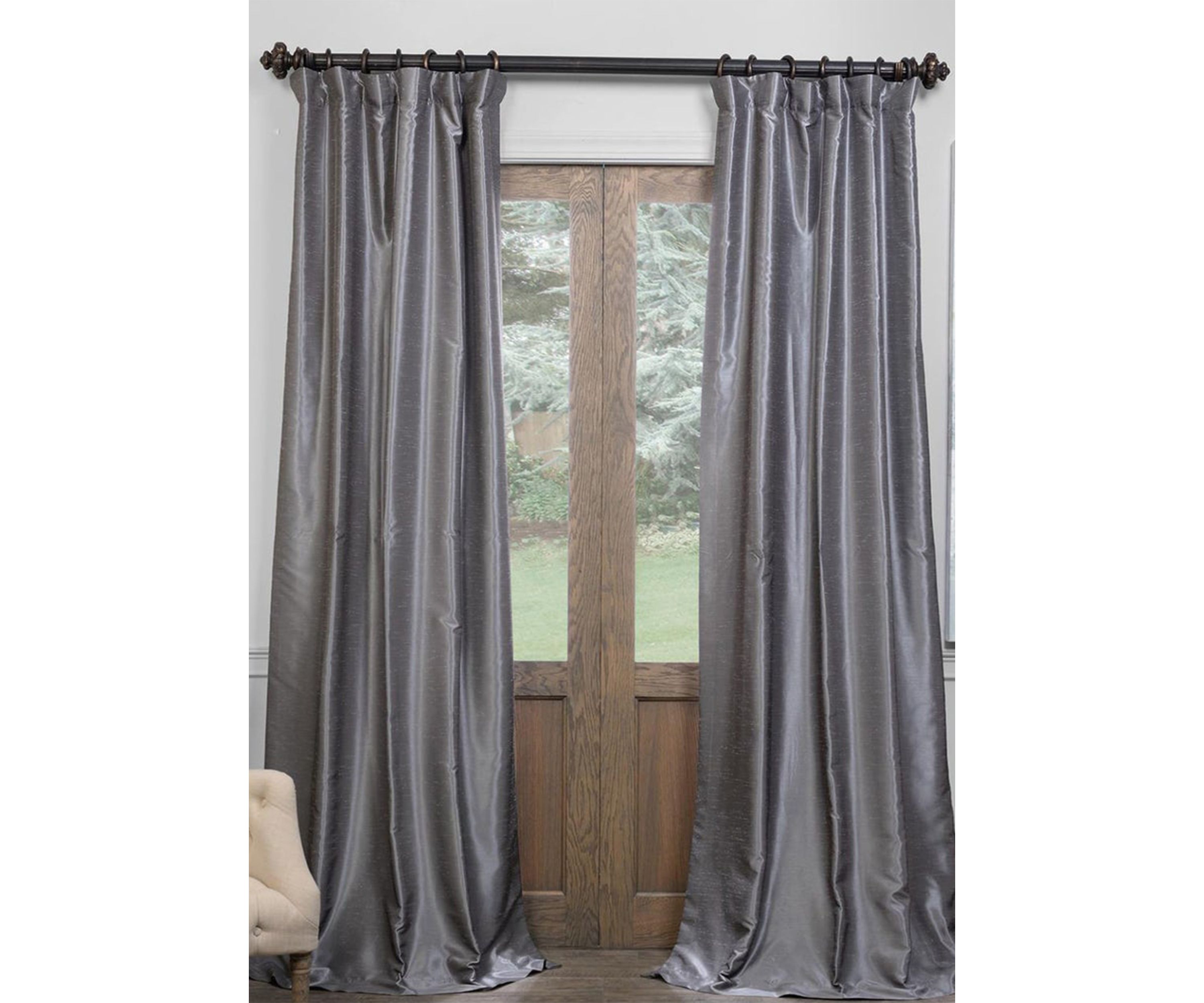 Blackout Extra Wide Vintage Textured Faux Dupioni Curtain