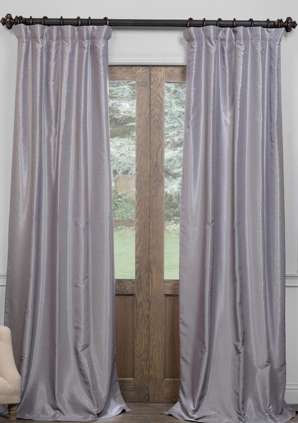 Blackout Vintage Textured Faux Dupioni Silk Pleated Curtain