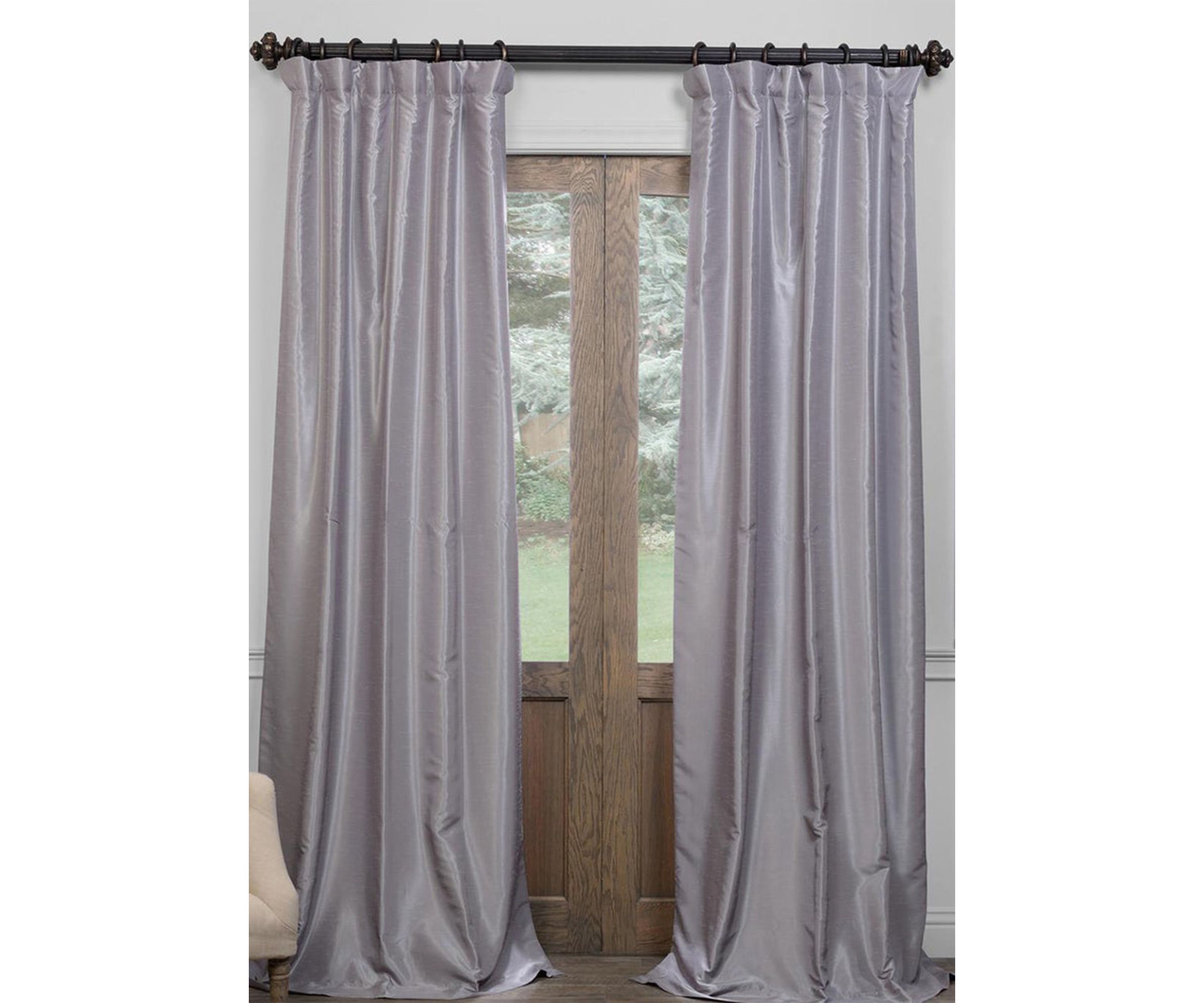 Blackout Vintage Textured Faux Dupioni Silk Pleated Curtain