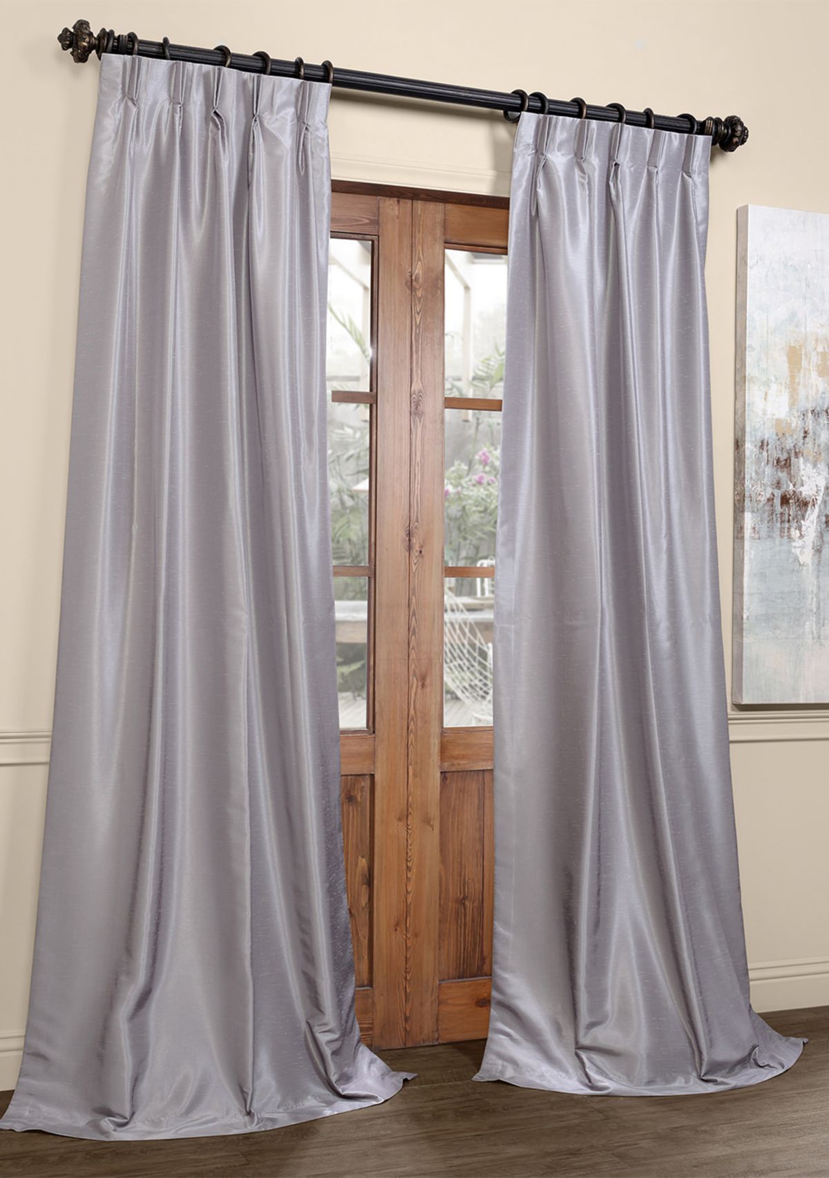 Blackout Vintage Textured Faux Dupioni Silk Pleated Curtain