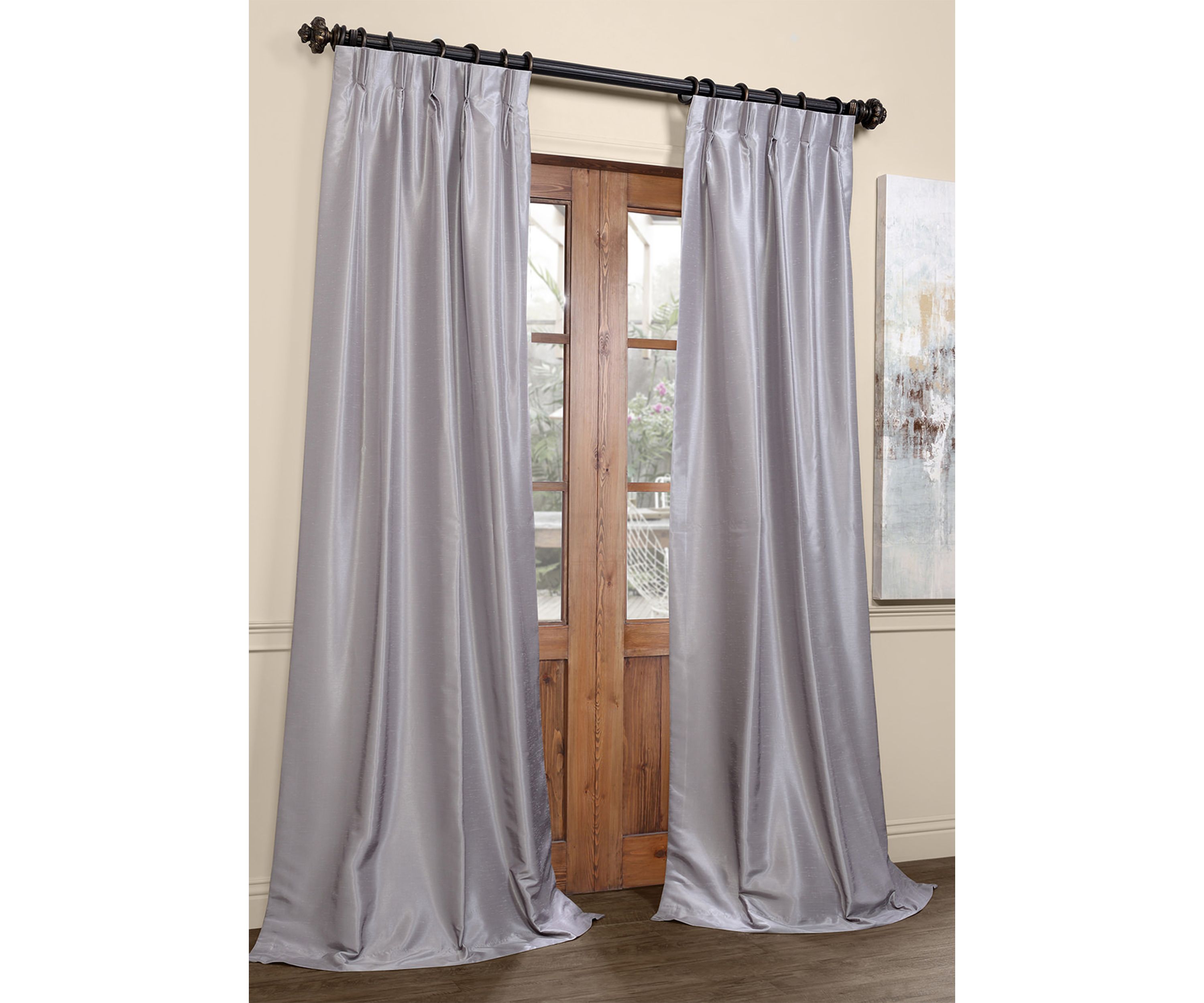 Blackout Vintage Textured Faux Dupioni Silk Pleated Curtain