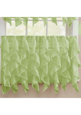 Sweet Home Collection Sheer Voile Vertical Ruffle Window Kitchen Curtain Tier Pair