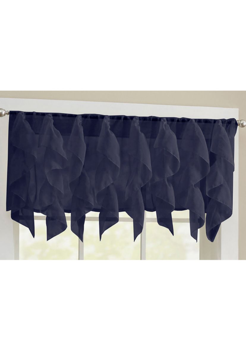 Sheer Voile Vertical Ruffle Window Kitchen Curtain Tier Pair