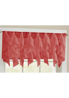 Sheer Voile Vertical Ruffle Window Kitchen Curtain Tier Pair