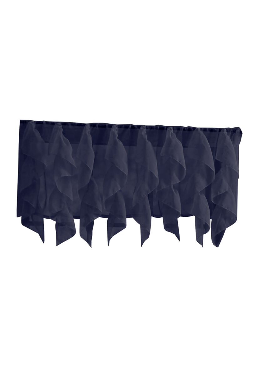Sheer Voile Vertical Ruffle Window Kitchen Curtain Tier Pair