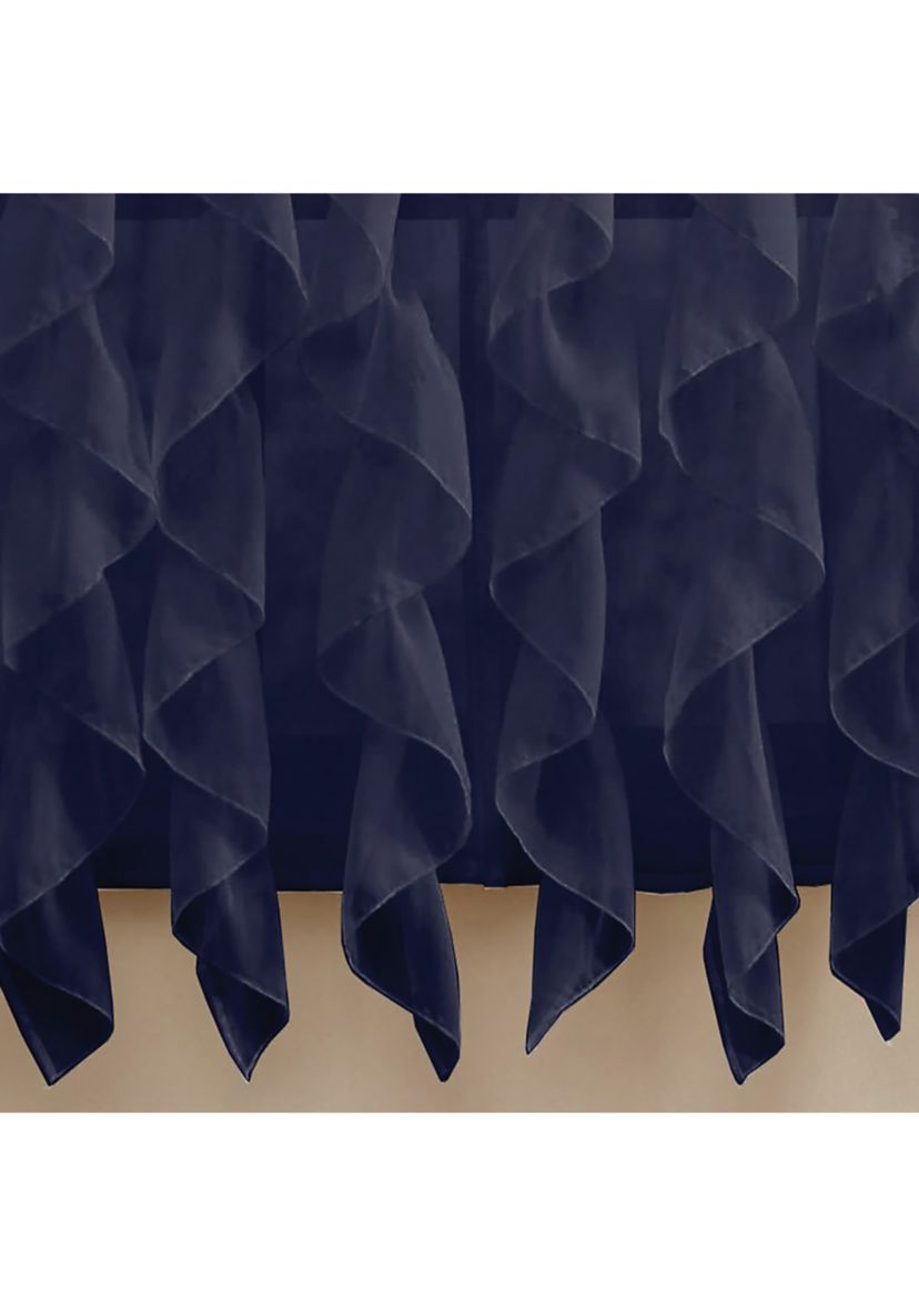 Sheer Voile Vertical Ruffle Window Kitchen Curtain Tier Pair