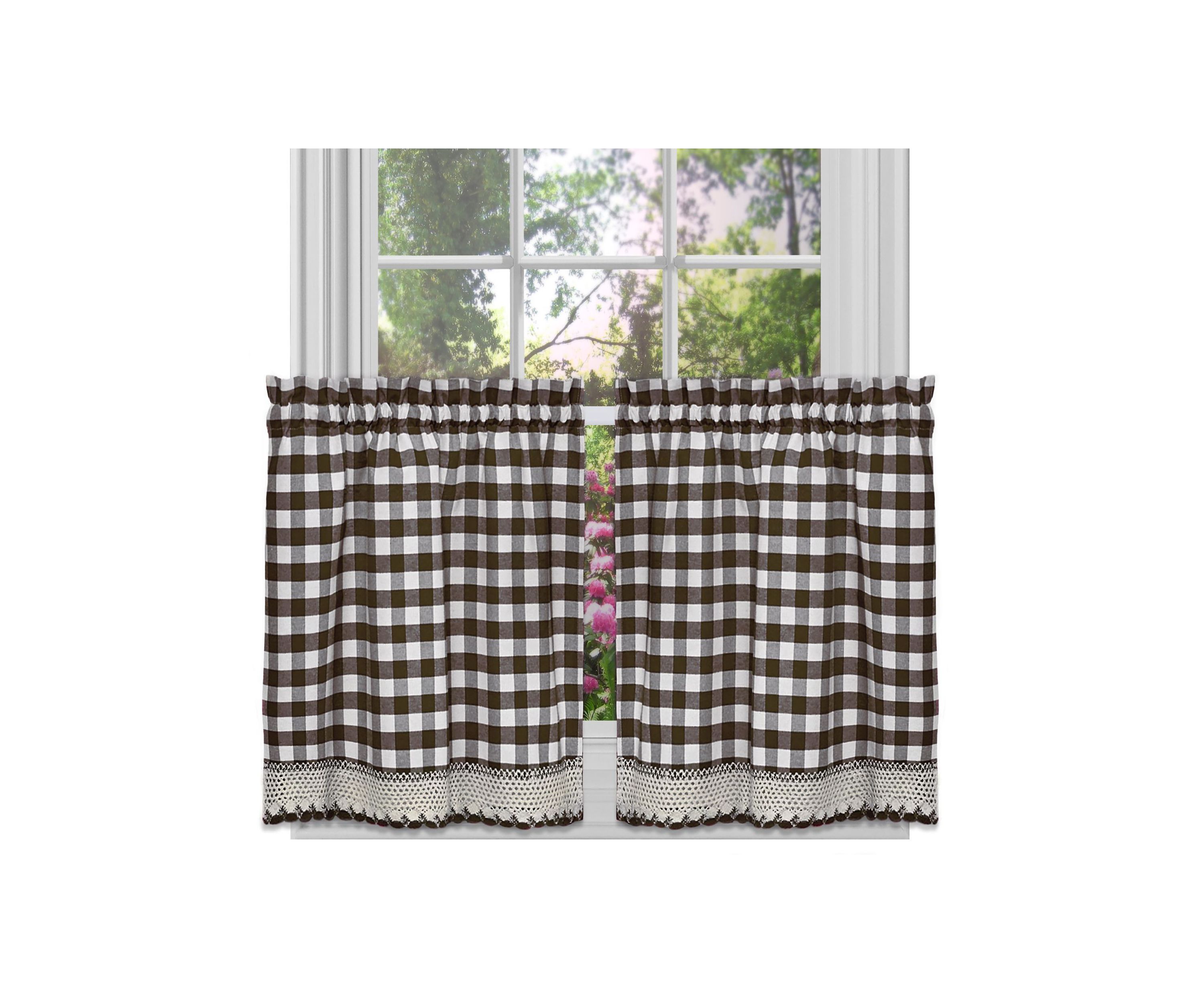 Buffalo Check Gingham Kitchen Window Curtains Tier & Valance Set