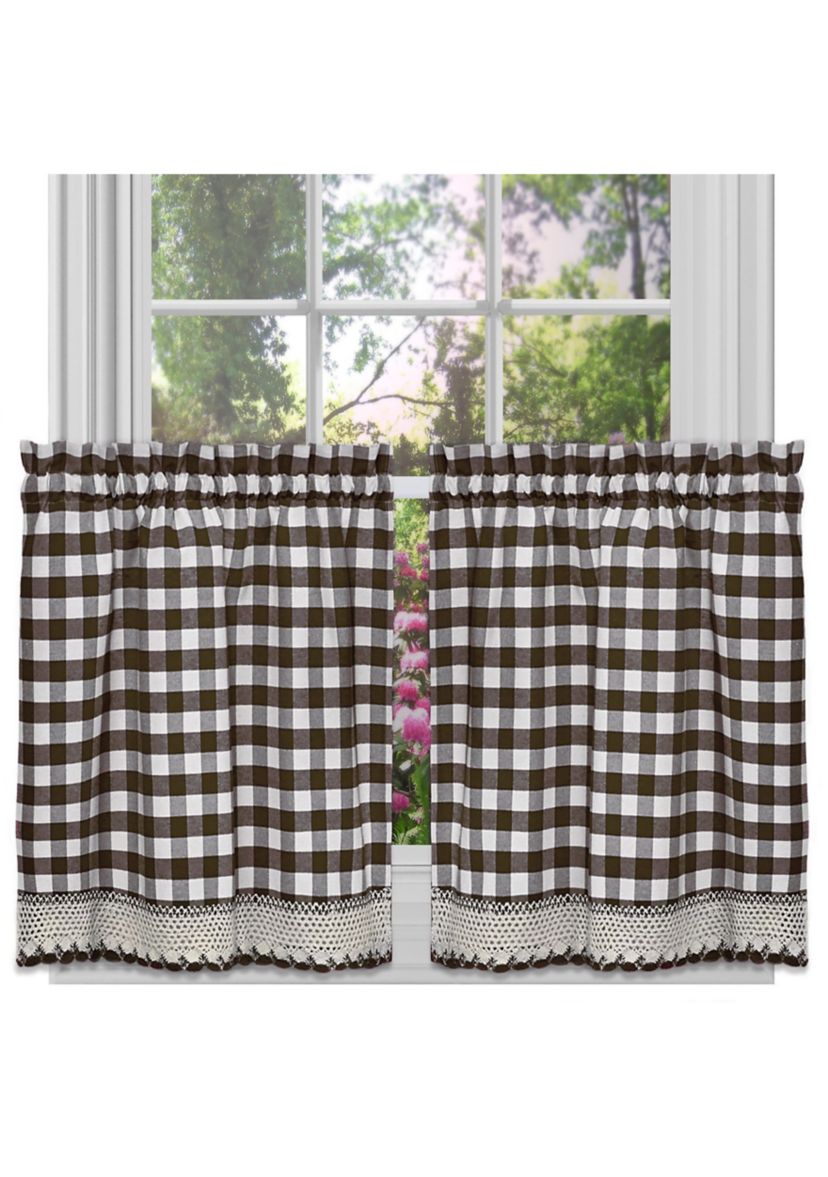 Buffalo Check Gingham Kitchen Window Curtains Tier & Valance Set