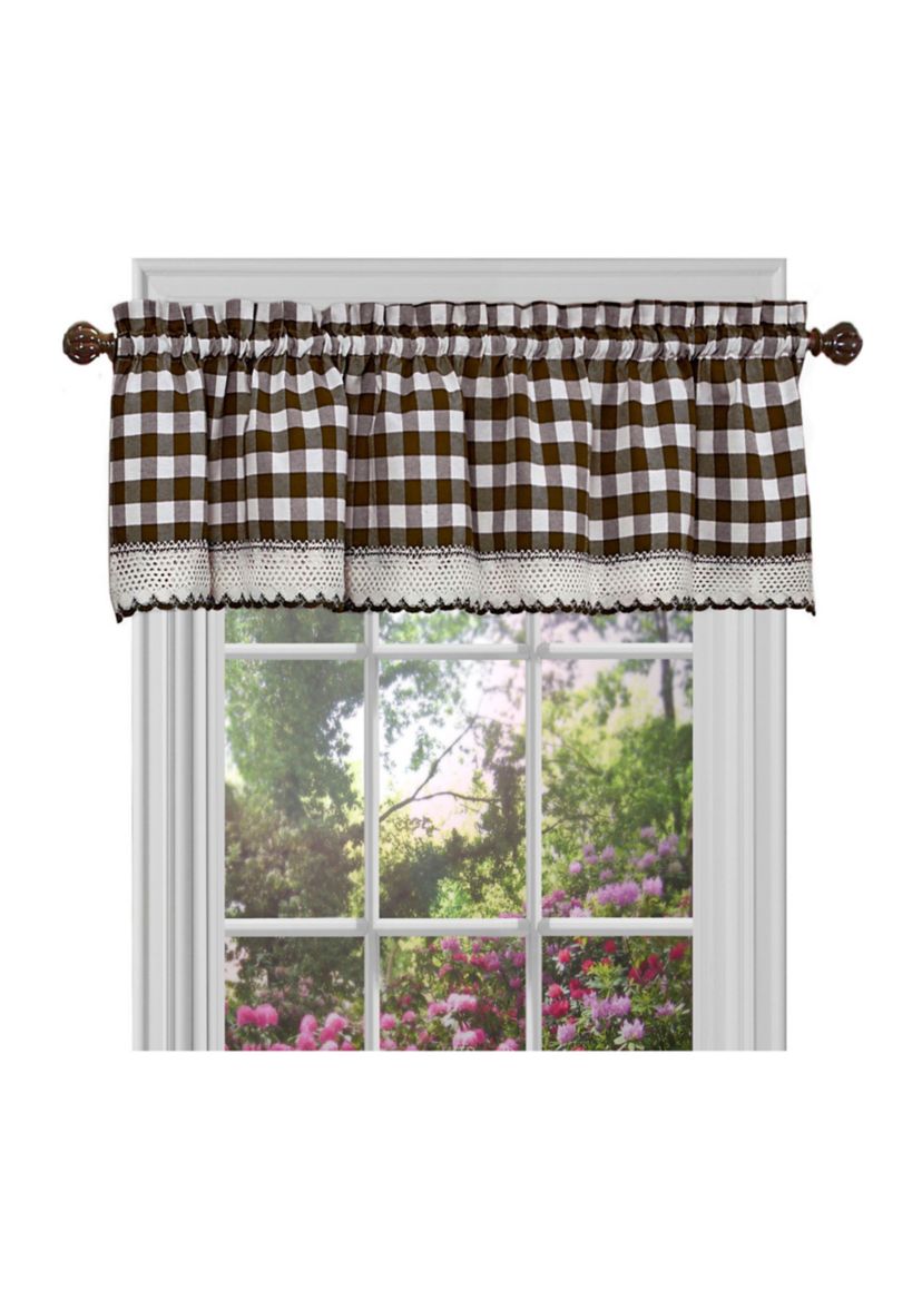 Buffalo Check Gingham Kitchen Window Curtains Tier & Valance Set