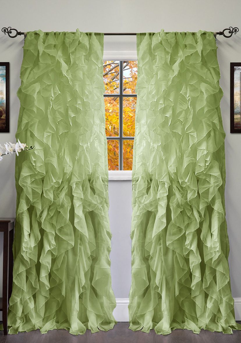 Chic Sheer Voile Vertical Ruffled Window Curtain Panel