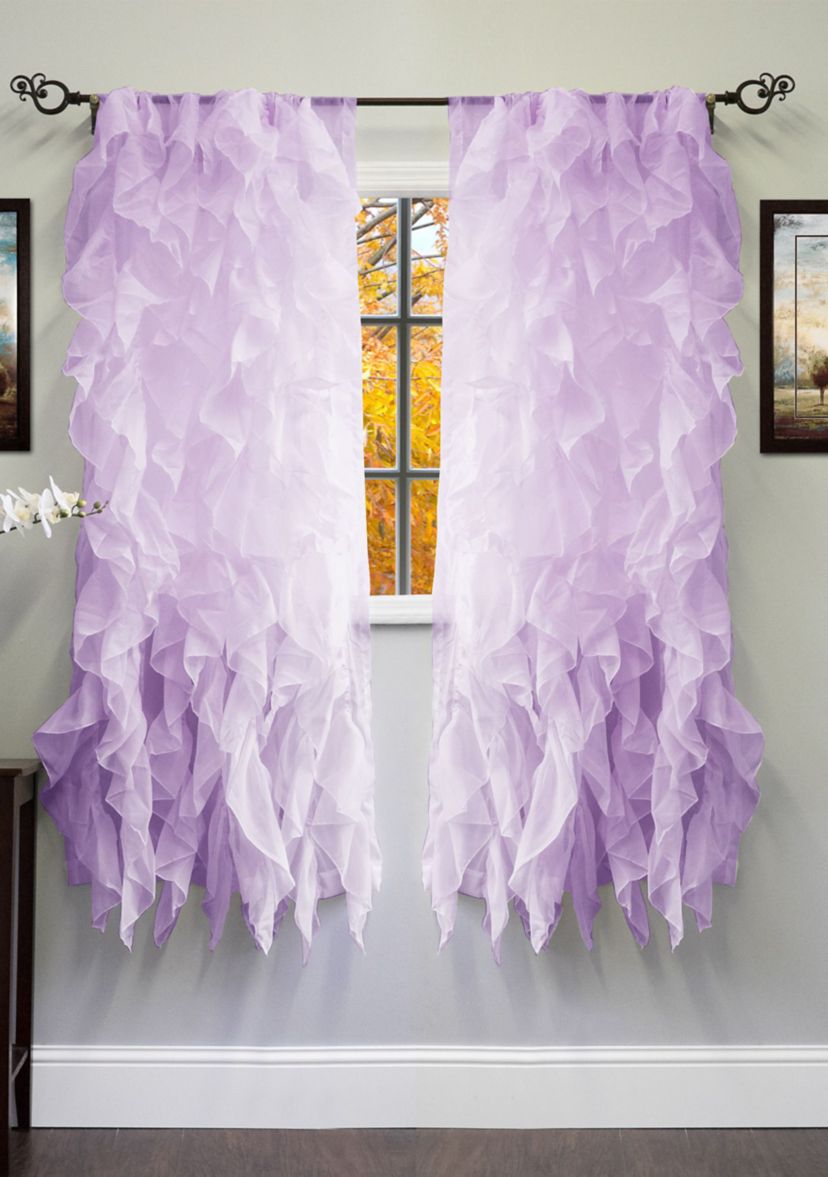 Chic Sheer Voile Vertical Ruffled Window Curtain Panel