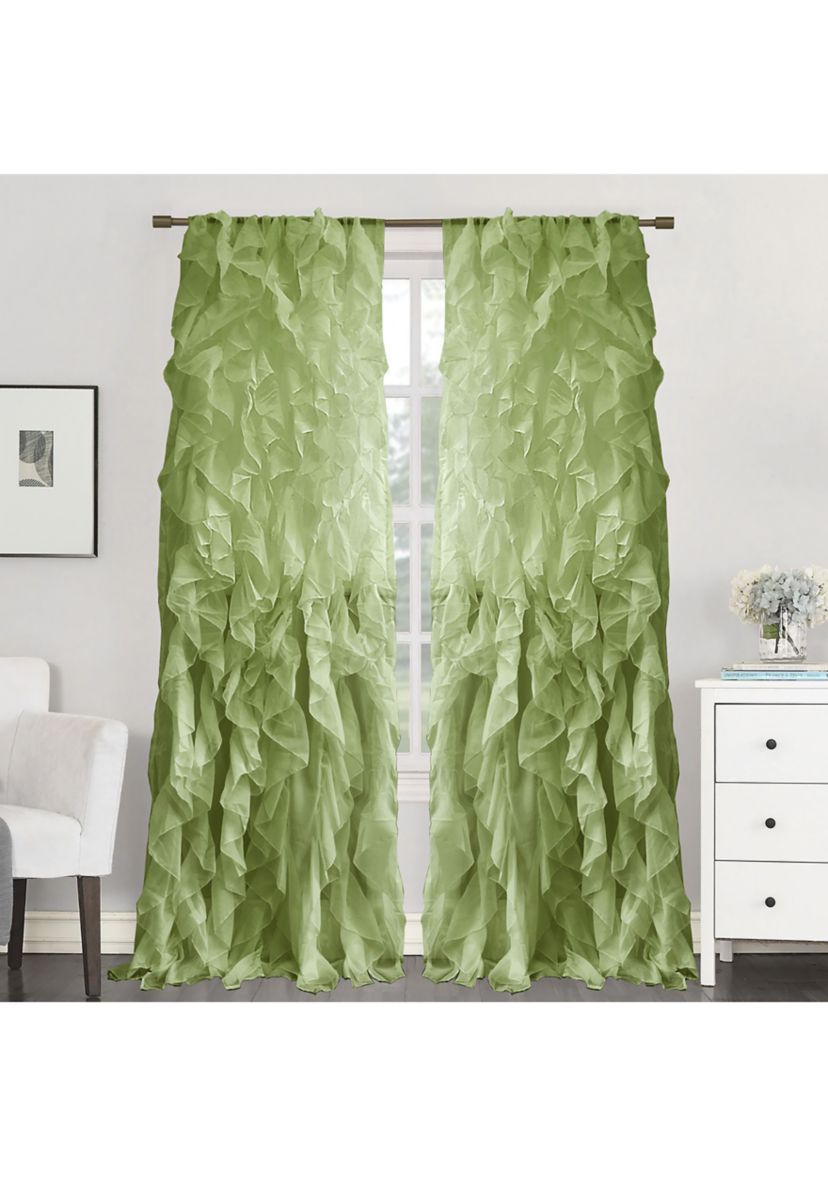 Chic Sheer Voile Vertical Ruffled Window Curtain Panel