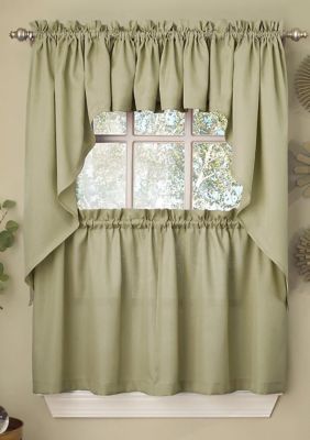 Sweet Home Collection Opaque Ribcord Kitchen Curtains Swag Pair