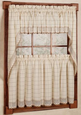 Sweet Home Collection Adirondack Cotton Kitchen Window Curtains Toast Tiers, Swags, Valence Set