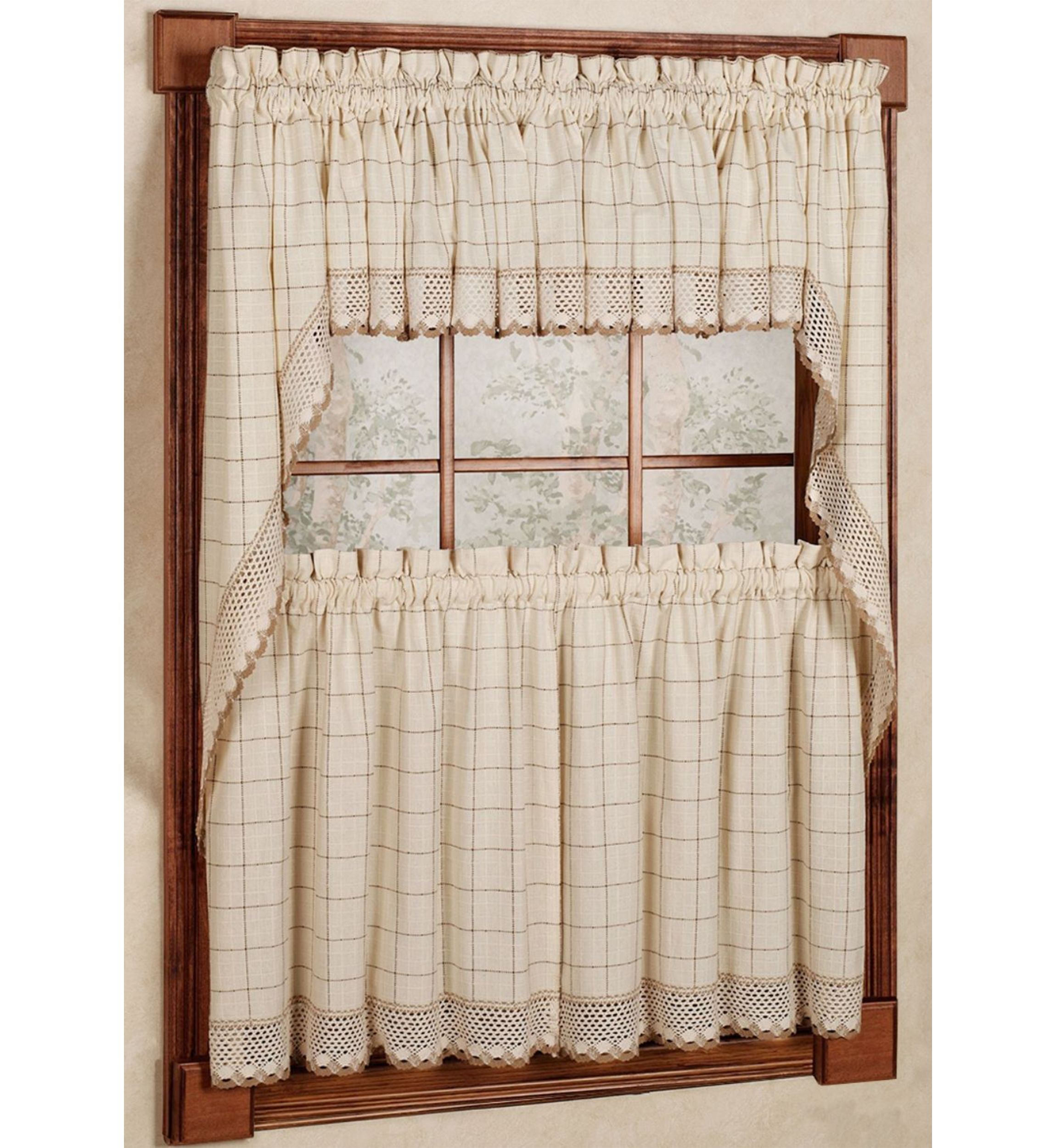 Adirondack Cotton Kitchen Window Curtains Toast Tiers, Swags, Valence Set
