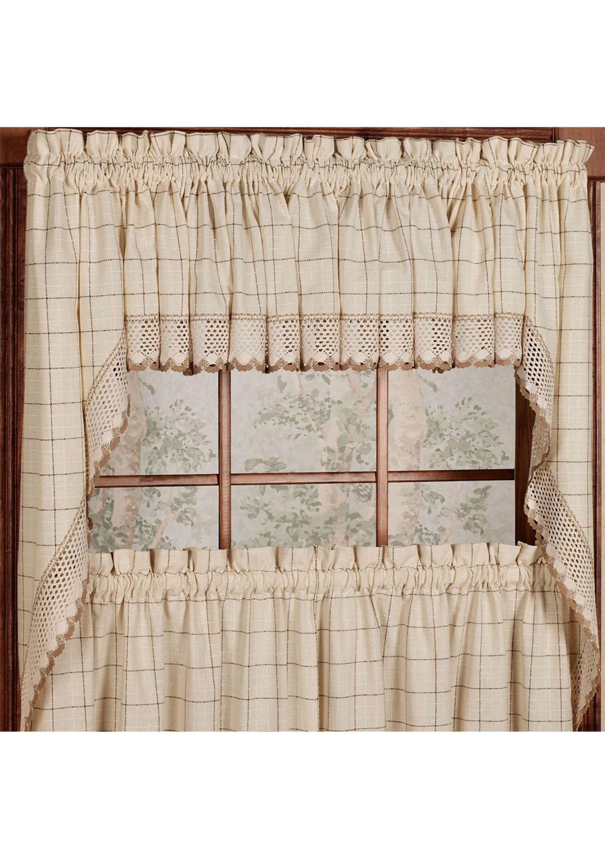 Adirondack Cotton Kitchen Window Curtains Toast Tiers, Swags, Valence Set