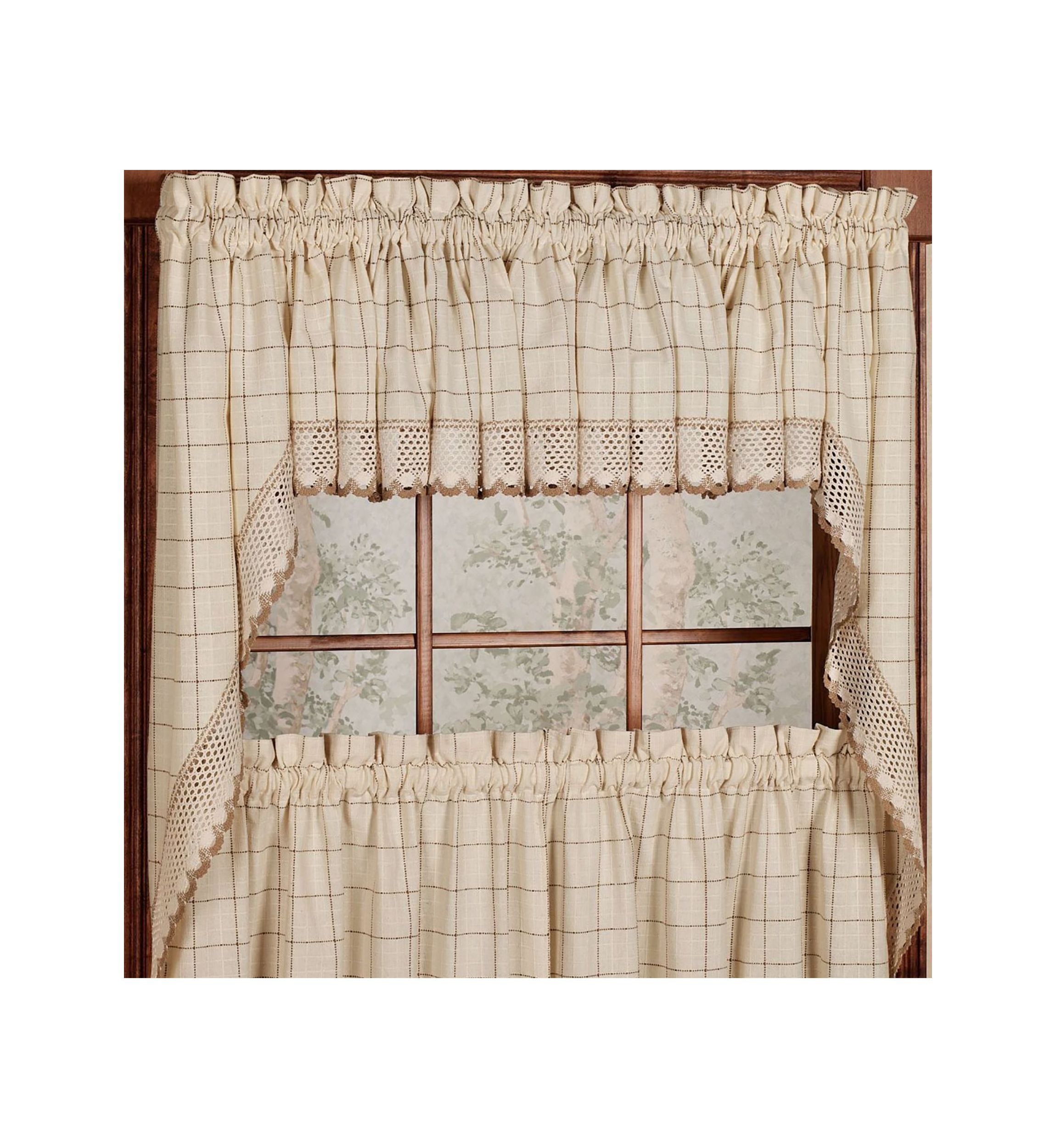 Adirondack Cotton Kitchen Window Curtains Toast Tiers, Swags, Valence Set