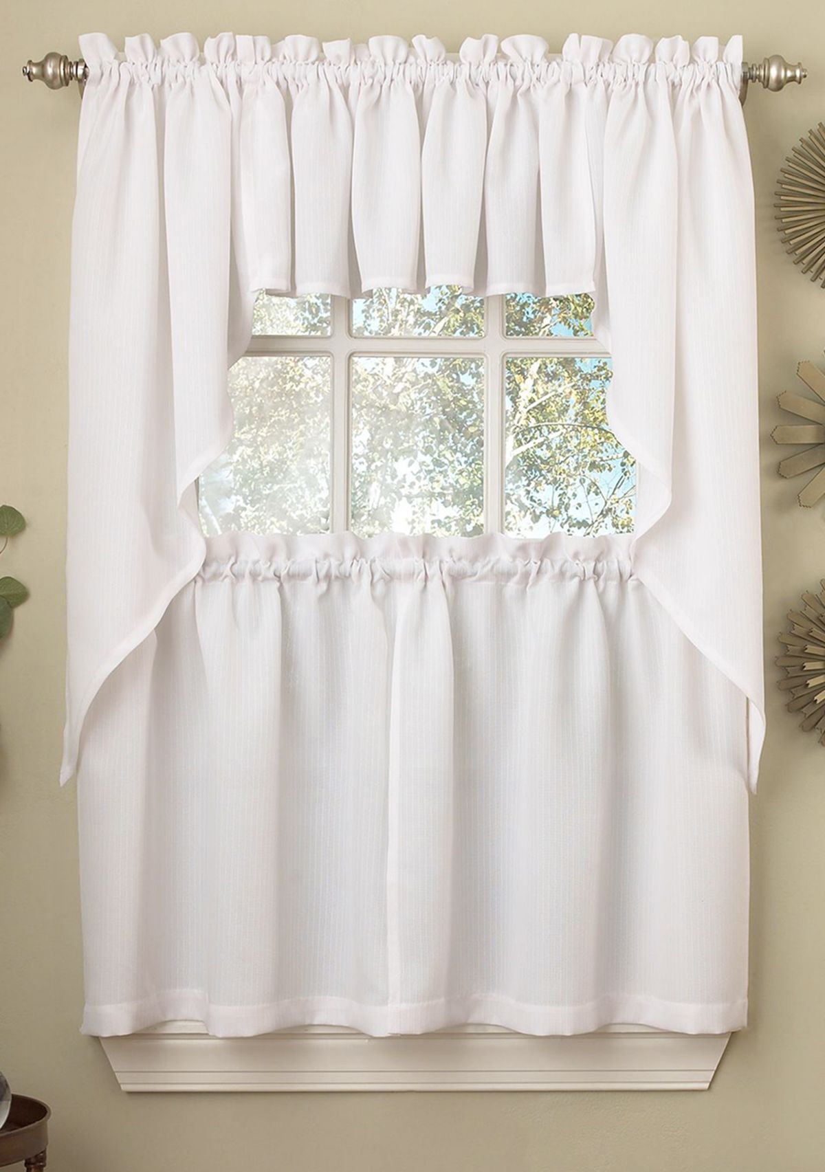 Opaque Ribcord Kitchen Curtains Valance