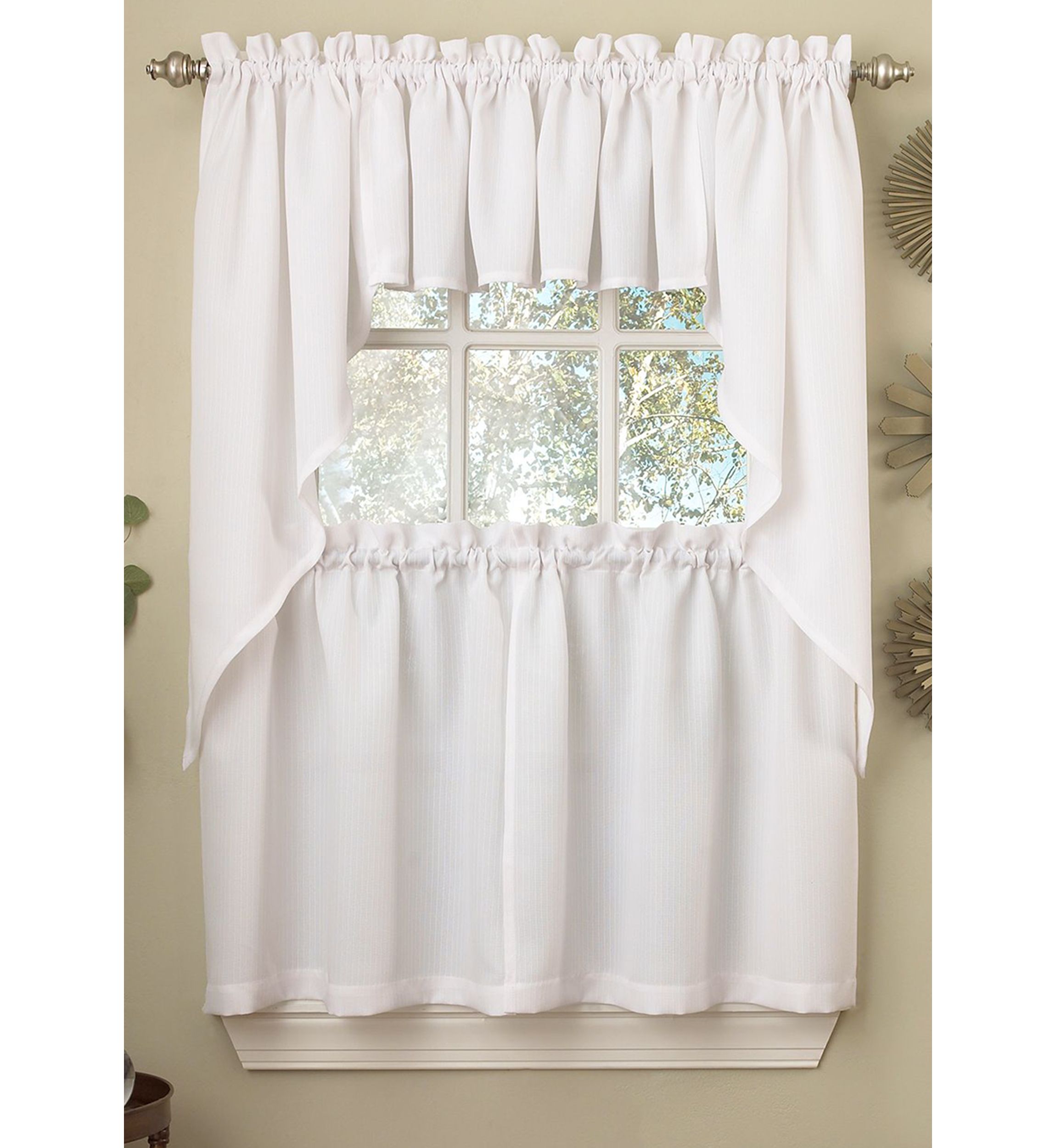 Opaque Ribcord Kitchen Curtains Valance