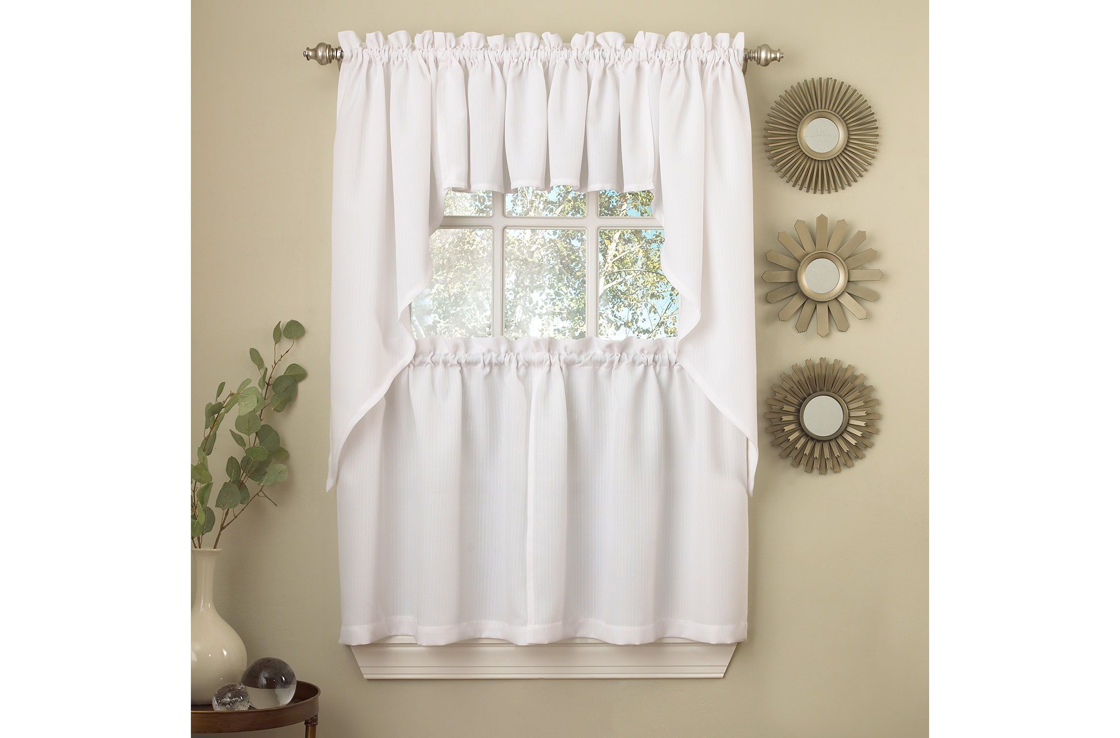 Opaque Ribcord Kitchen Curtains Valance