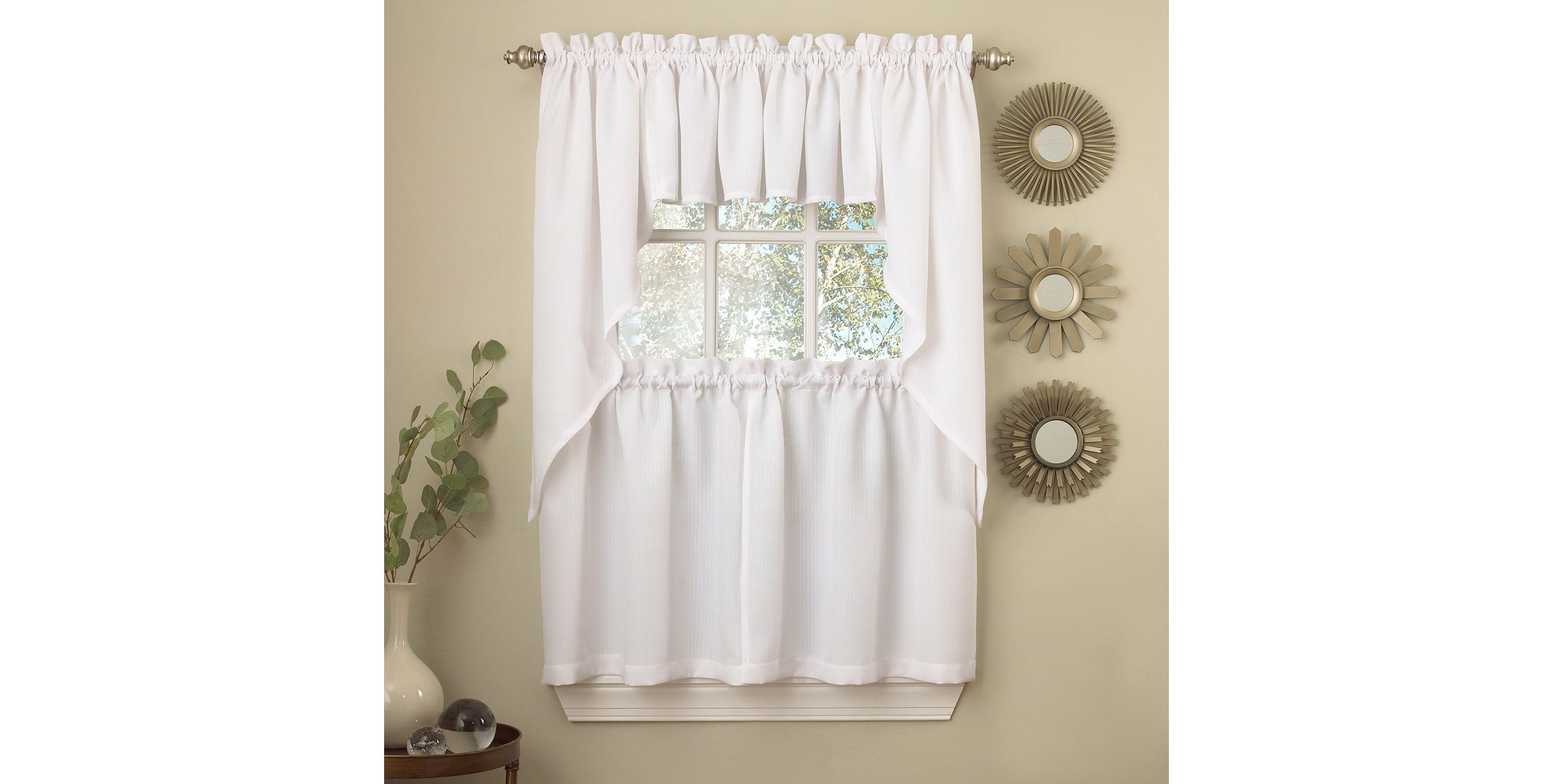 Opaque Ribcord Kitchen Curtains Valance