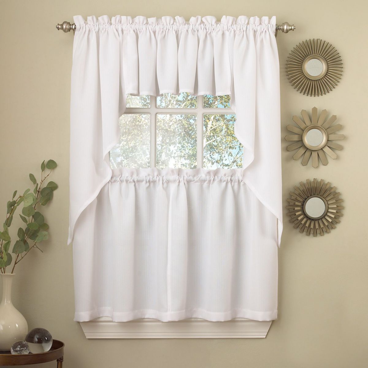 Opaque Ribcord Kitchen Curtains Valance