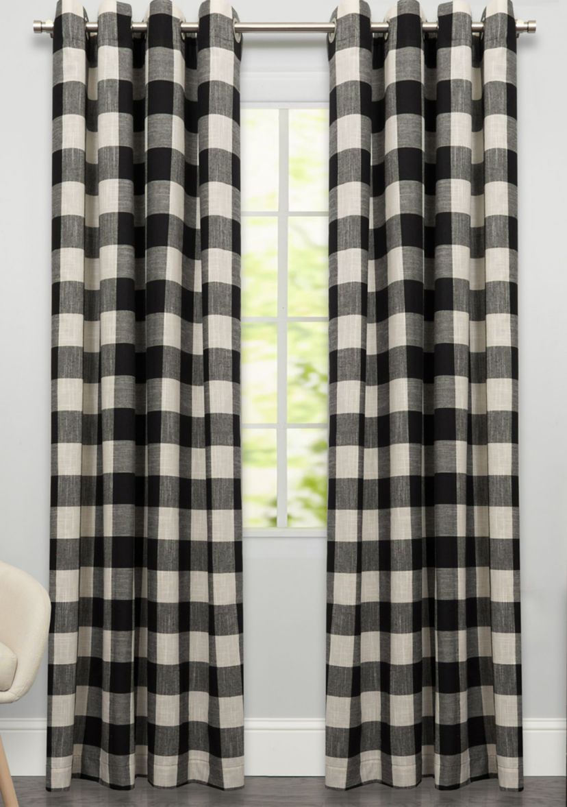 Courtyard Grommet Plaid Window Curtain Single Panel