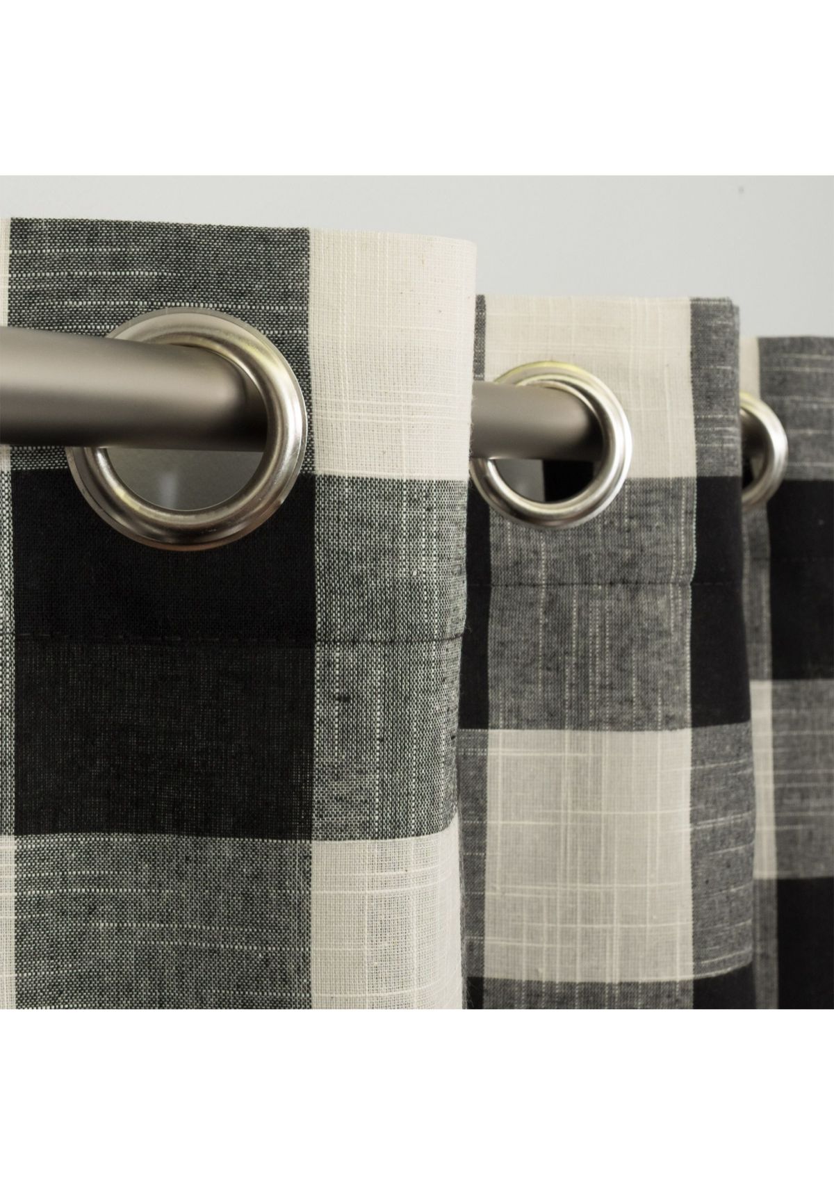 Courtyard Grommet Plaid Window Curtain Single Panel