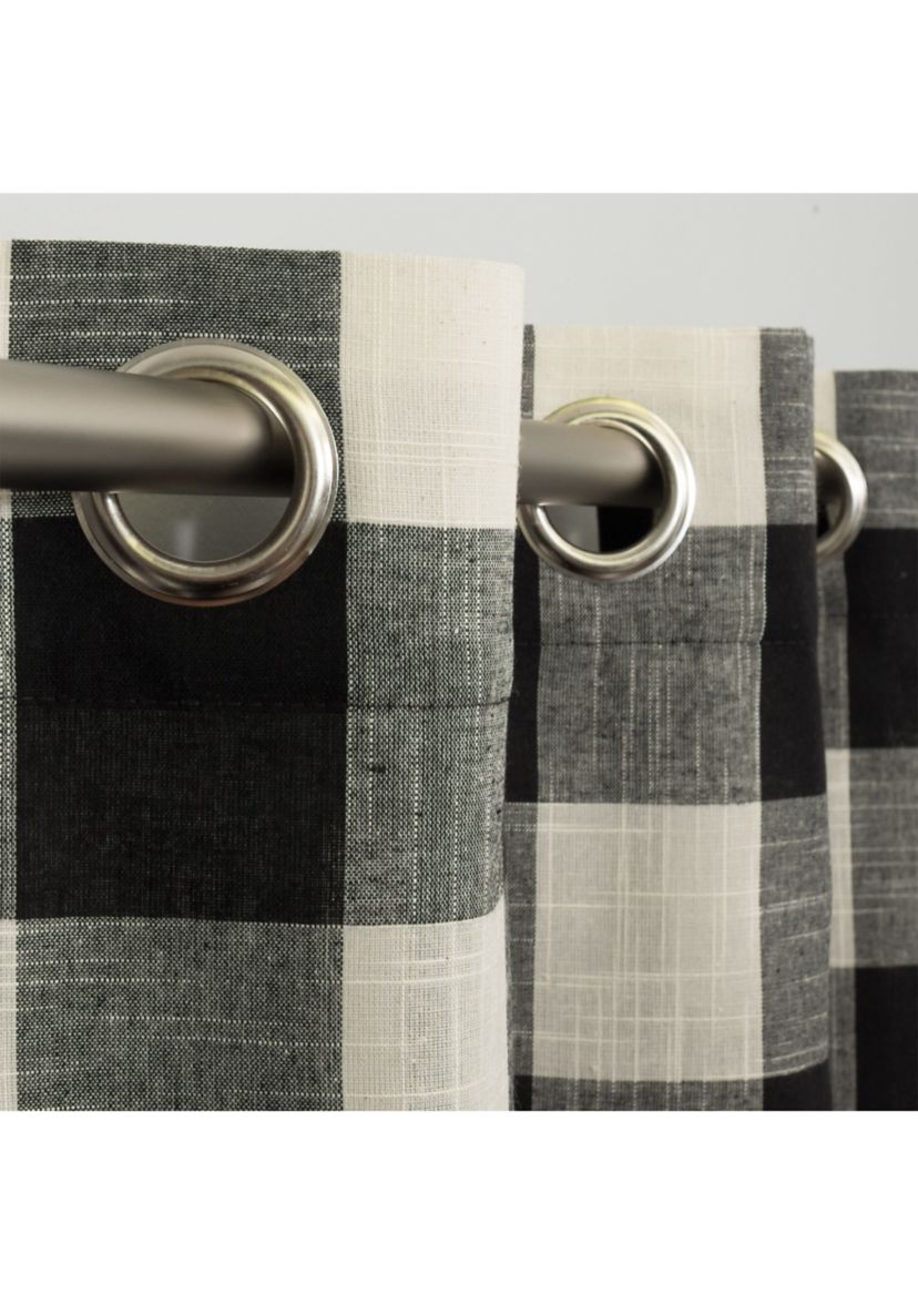 Courtyard Grommet Plaid Window Curtain Single Panel