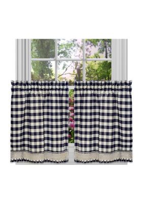 Sweet Home Collection Buffalo Check Gingham Kitchen Curtain Tier Pair