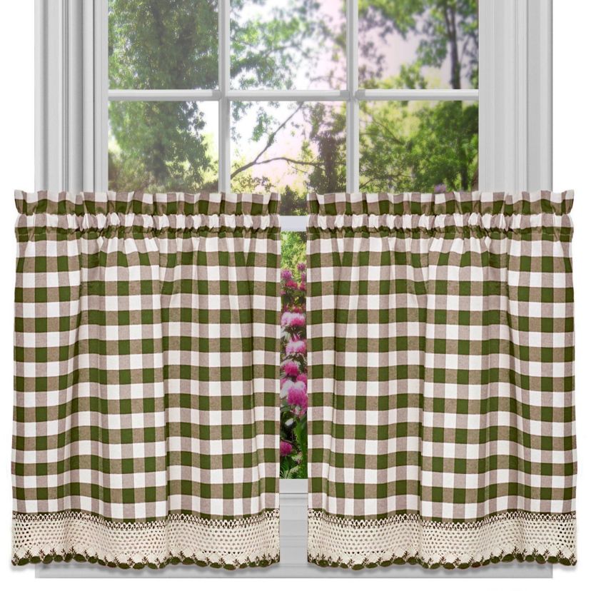 Buffalo Check Gingham Kitchen Curtain Tier Pair