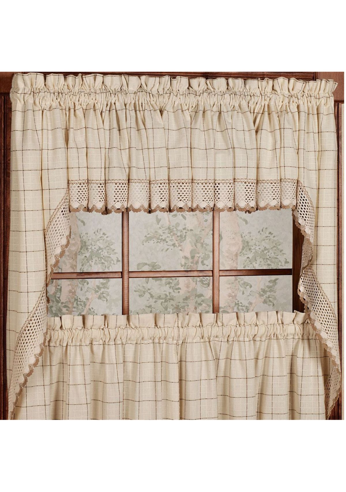 Adirondack Cotton Kitchen Window Curtains Swag Pair