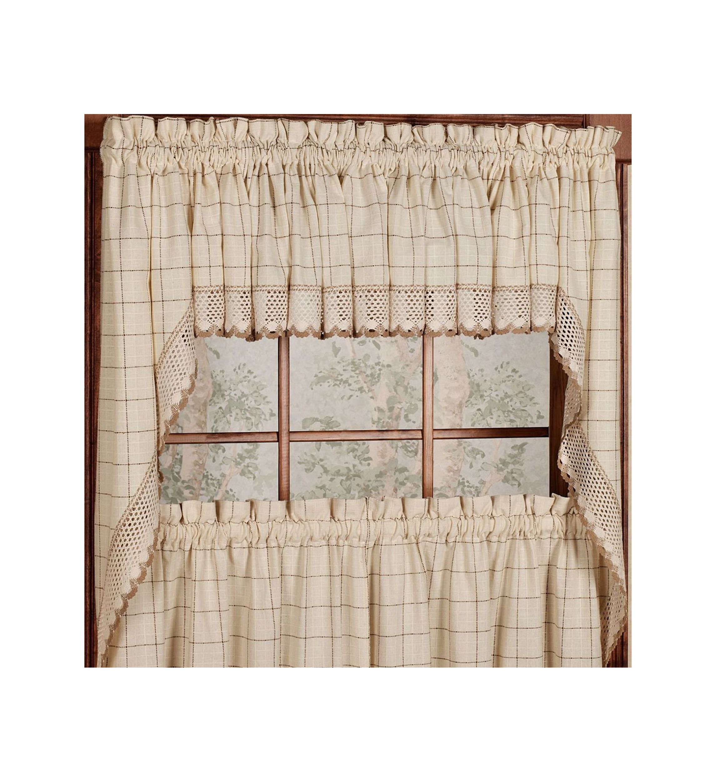 Adirondack Cotton Kitchen Window Curtains Swag Pair