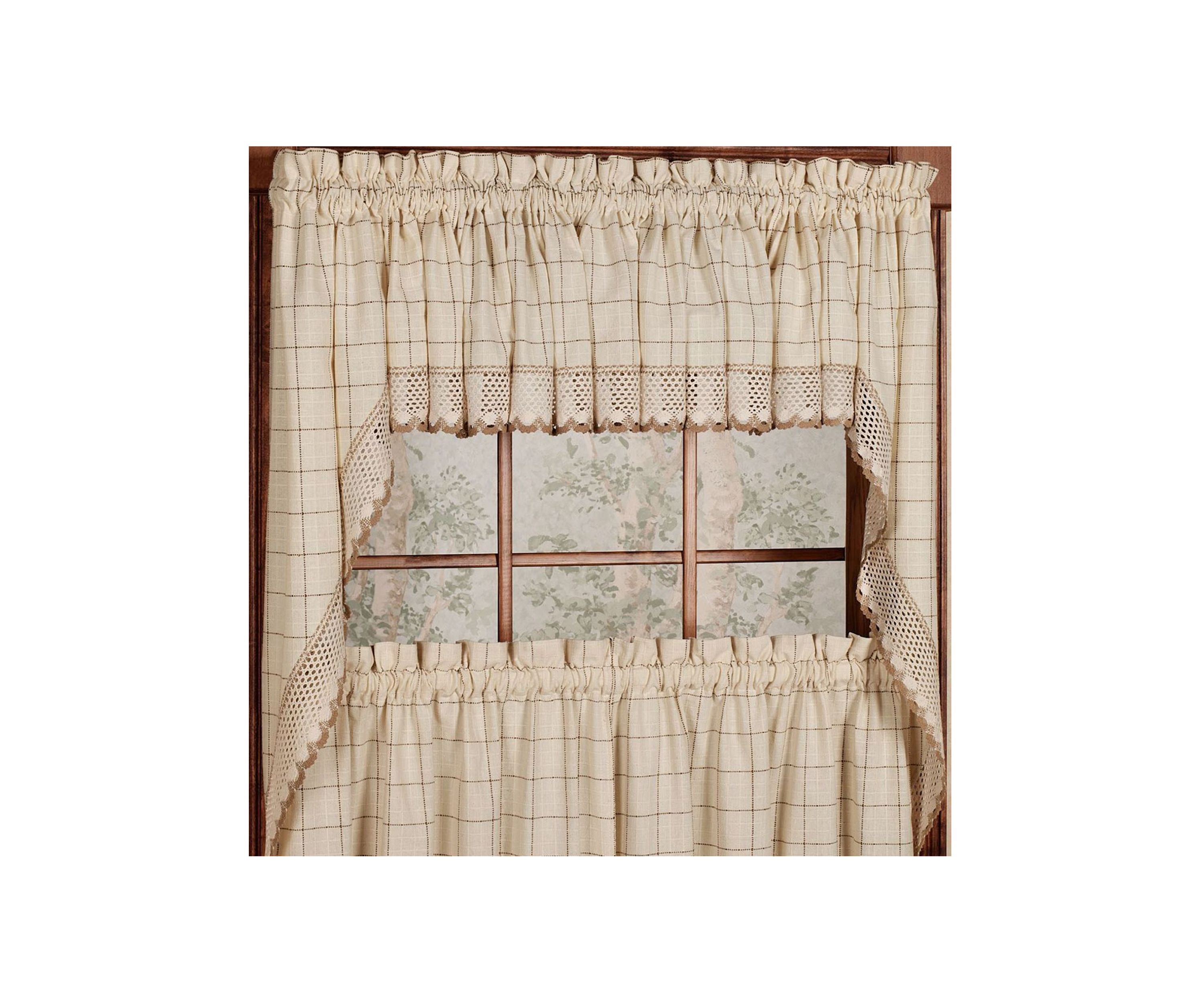 Adirondack Cotton Kitchen Window Curtains Swag Pair
