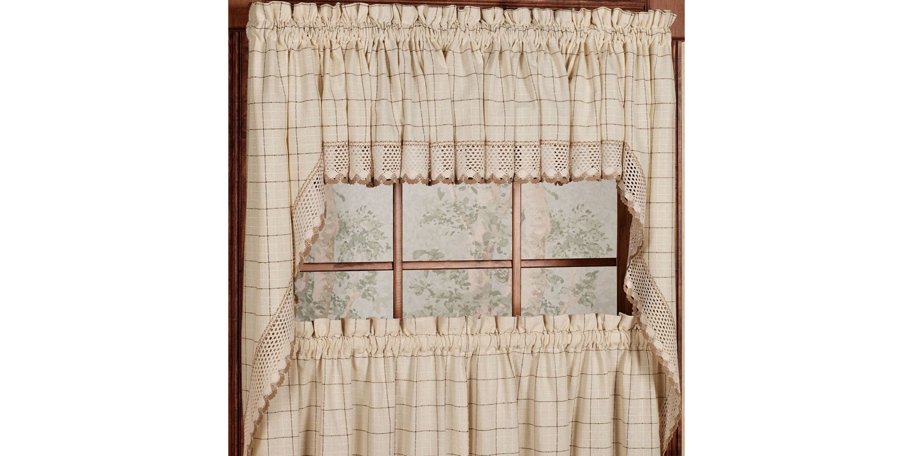 Adirondack Cotton Kitchen Window Curtains Swag Pair