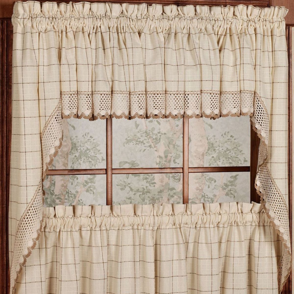 Adirondack Cotton Kitchen Window Curtains Swag Pair