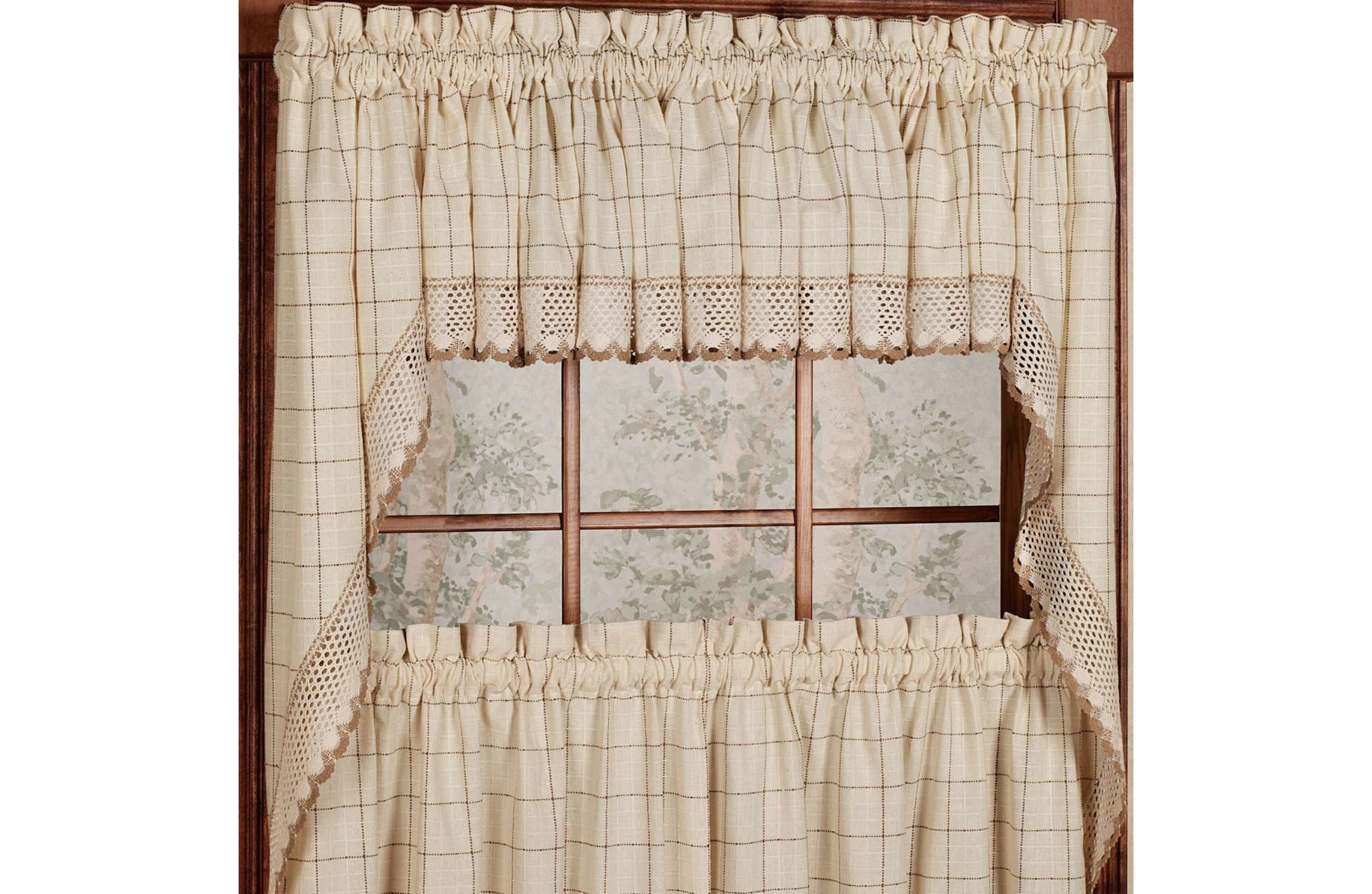 Adirondack Cotton Kitchen Window Curtains Swag Pair