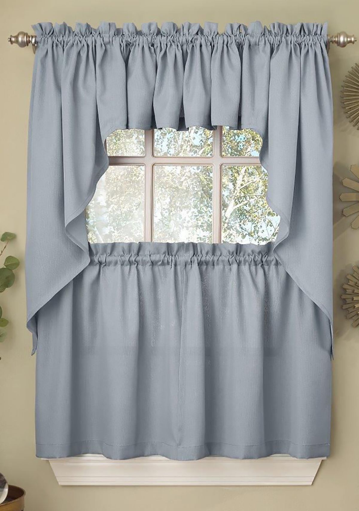 Opaque Ribcord Kitchen Curtains Tier Pair