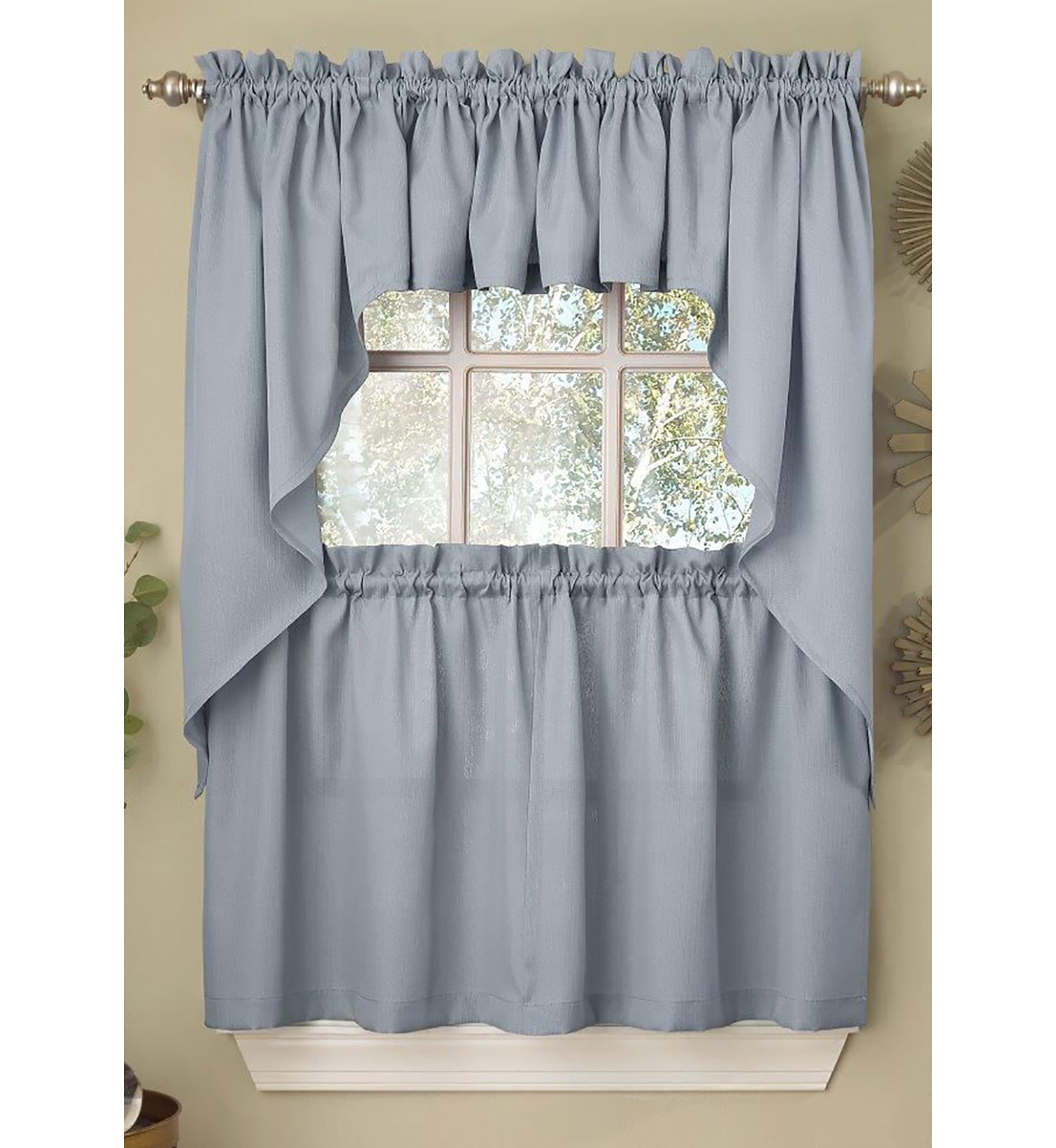 Opaque Ribcord Kitchen Curtains Tier Pair
