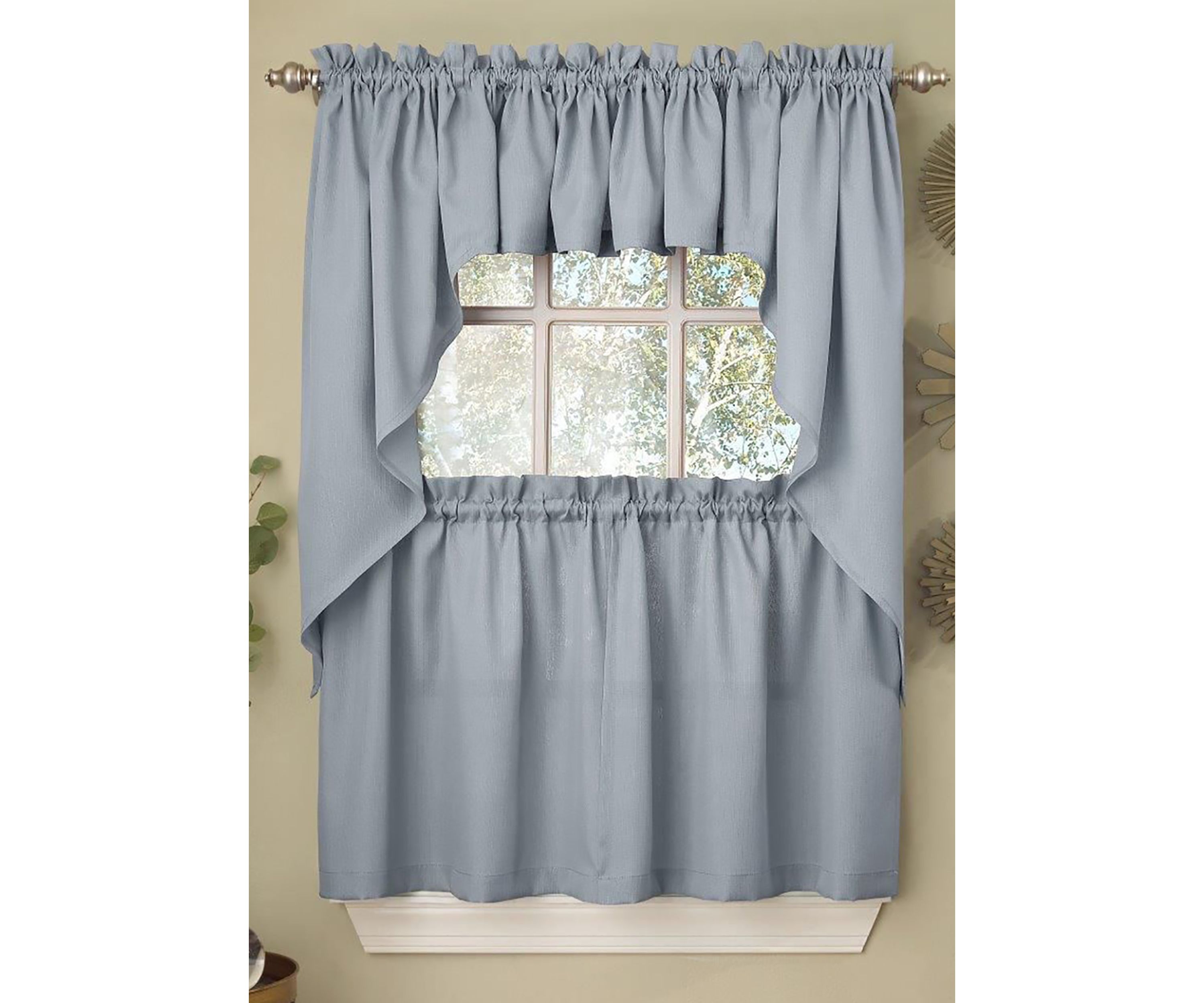 Opaque Ribcord Kitchen Curtains Tier Pair