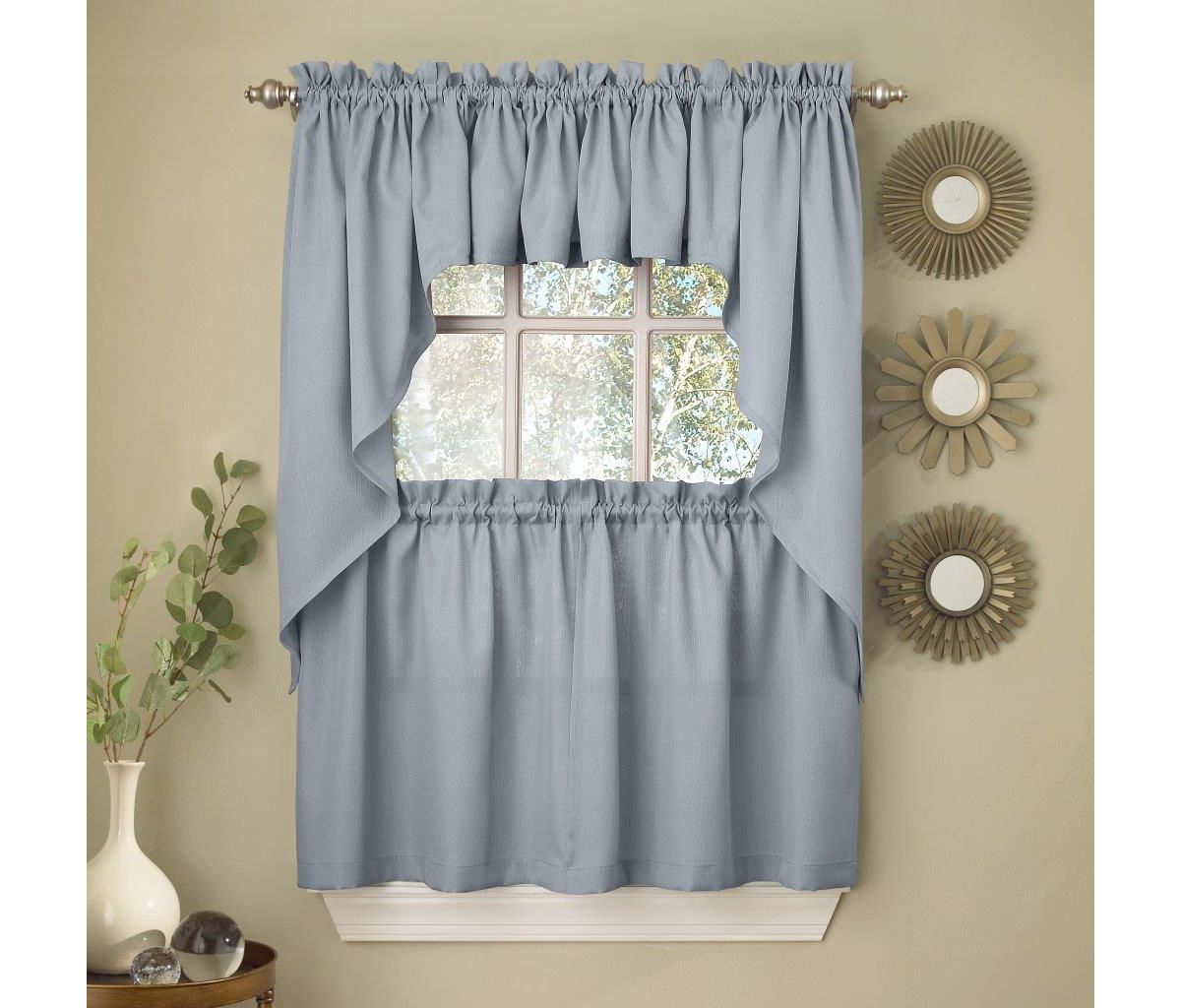 Opaque Ribcord Kitchen Curtains Tier Pair