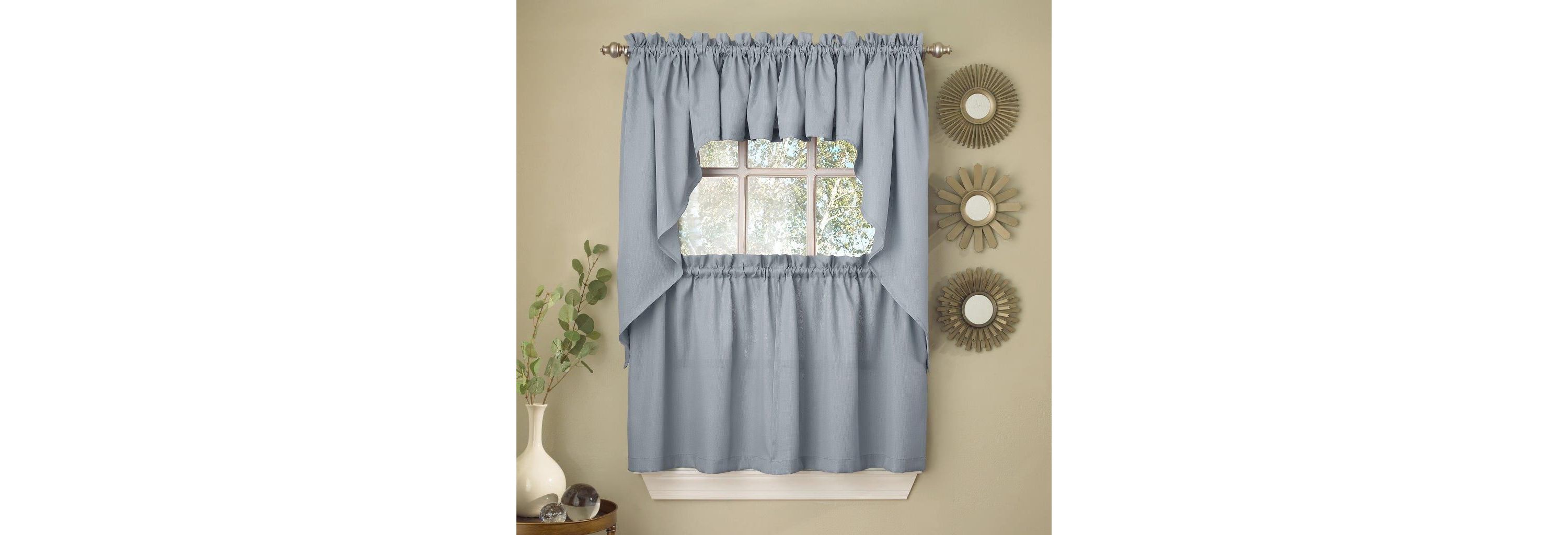 Opaque Ribcord Kitchen Curtains Tier Pair
