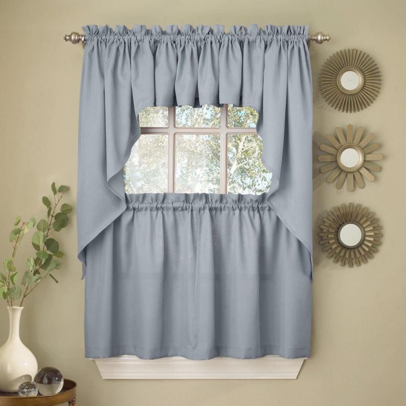 Opaque Ribcord Kitchen Curtains Tier Pair