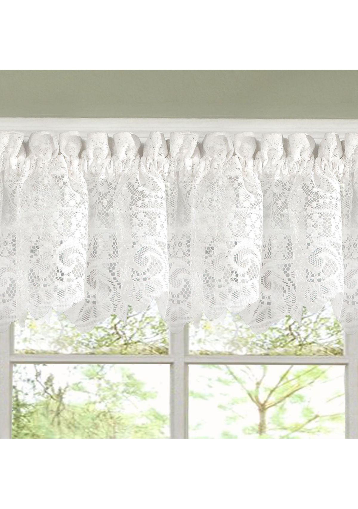 Old World Style Floral Heavy Lace Kitchen Curtain Valance
