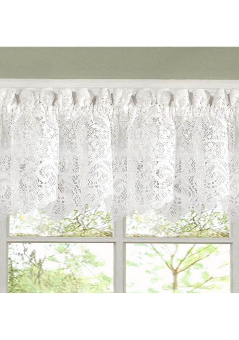 Old World Style Floral Heavy Lace Kitchen Curtain Valance