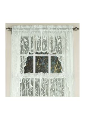 Sweet Home Collection Knit Lace Polyester SongBird Motif Kitchen Window Curtain Swag Pair