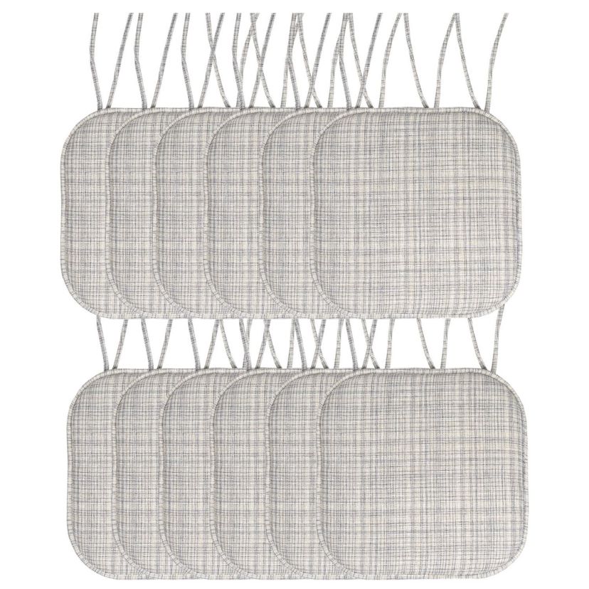 Aria Memory Foam Non-Slip Chair Cushion Pad with Ties 12 Pack
