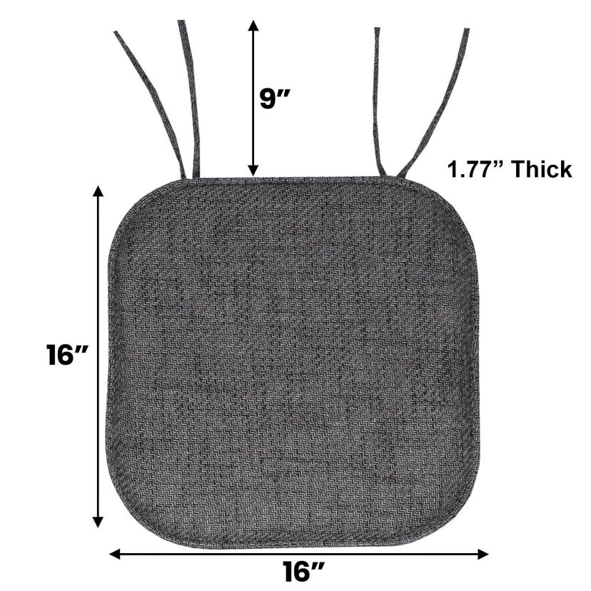Herringbone Memory Foam Chair Pad With Ties Taupe 4 Pack
