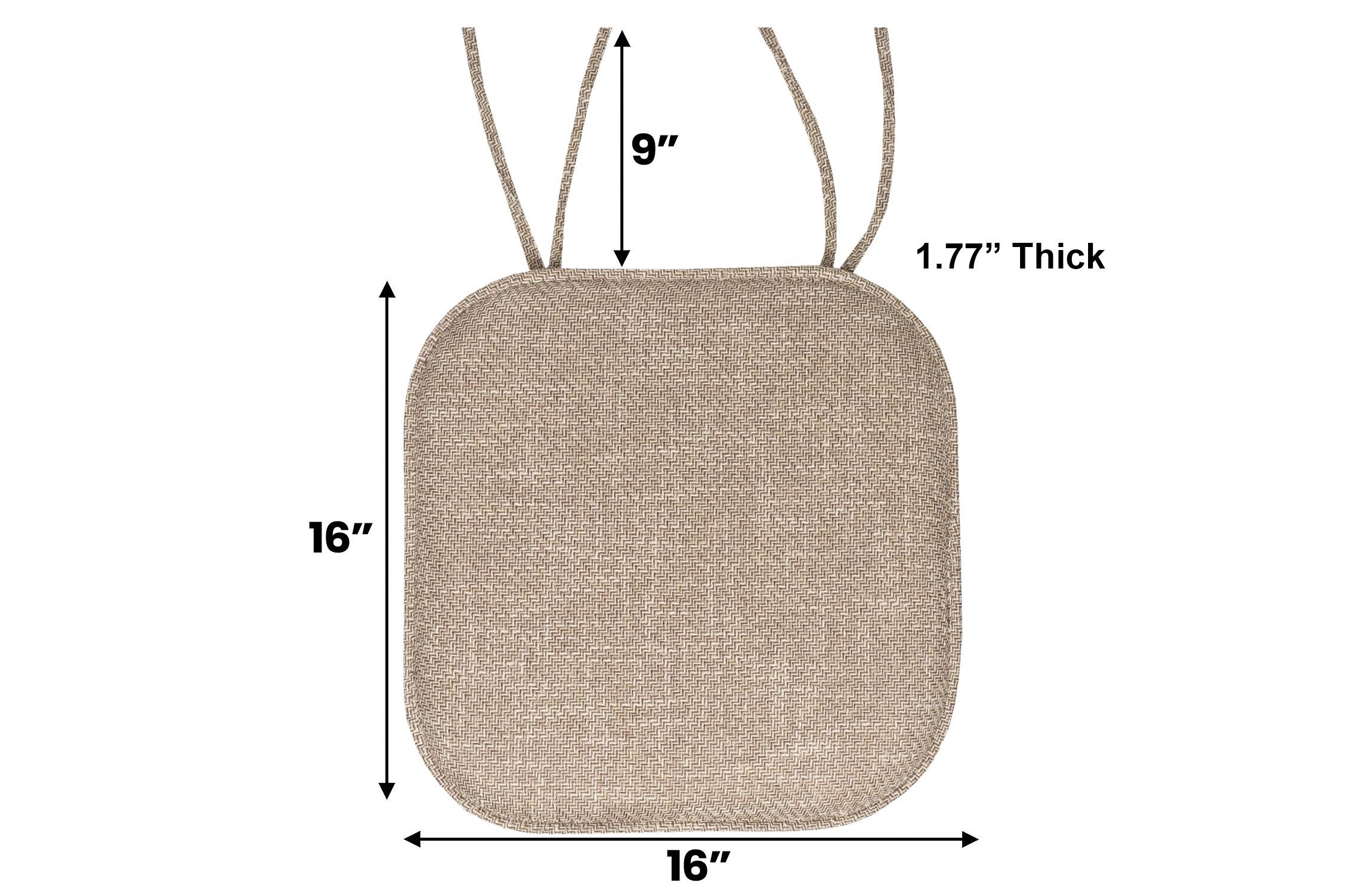 Herringbone Memory Foam Chair Pad With Ties Taupe 2 Pack