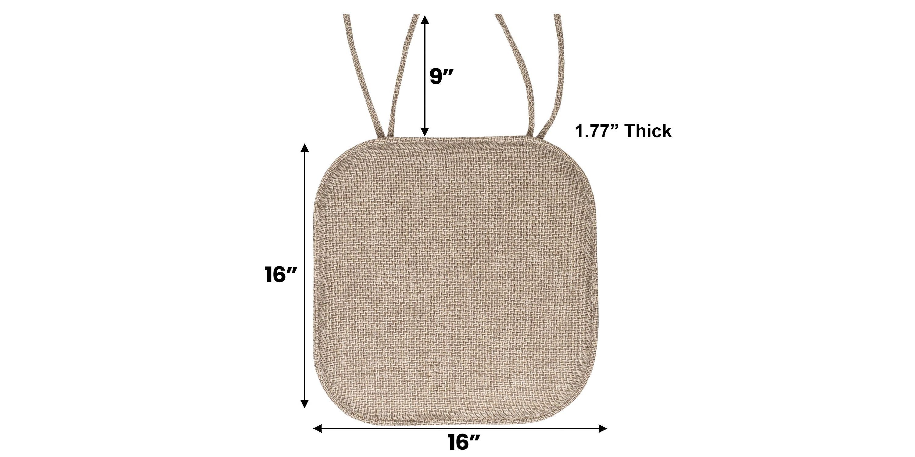 Herringbone Memory Foam Chair Pad With Ties Taupe 2 Pack